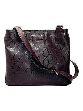 Gucci GG Imprime Brown Shoulder Bag Silver Hardware